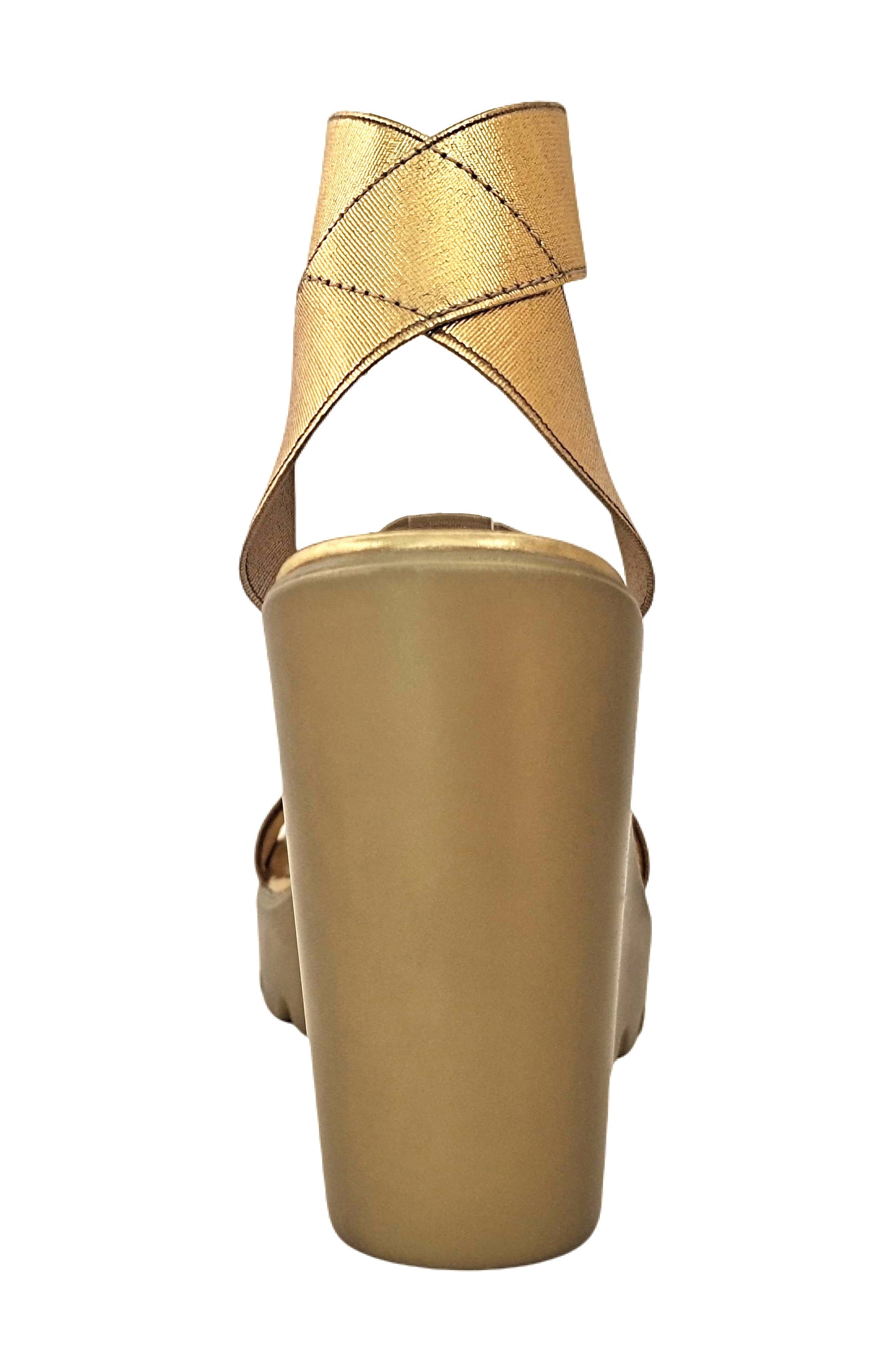 Paige Elastic Strap Wedge Sandal, Alternate, color, GOLD