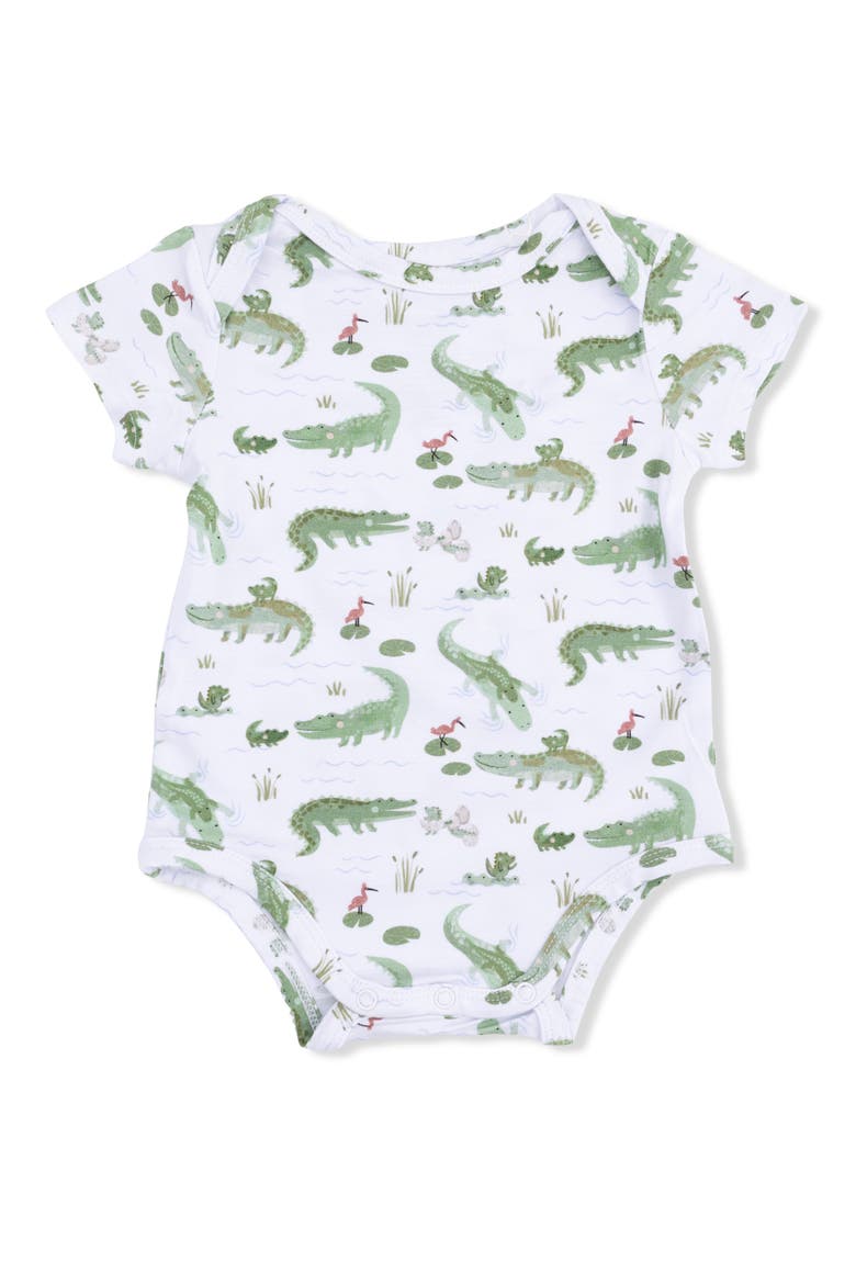Crayon Alligators Bodysuit, Main, color, IVORY GREEN