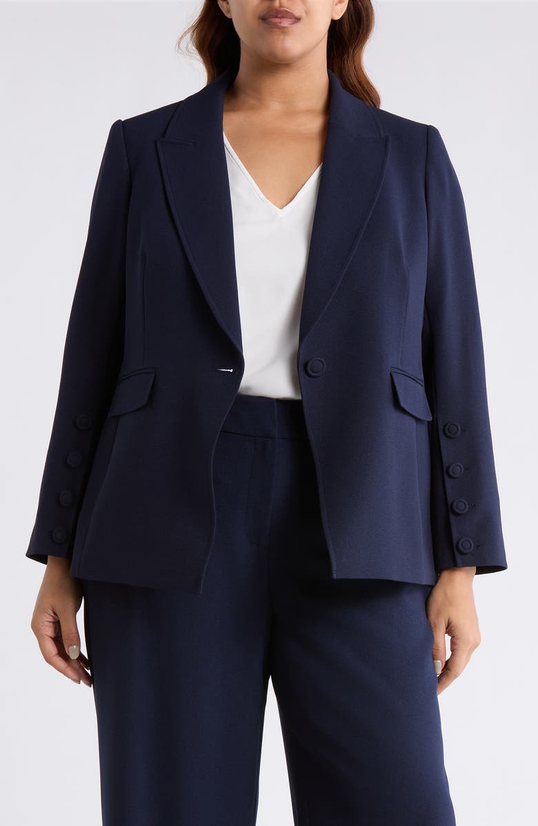 Tahari ASL One-Button Blazer, Main, color, Deep Navy