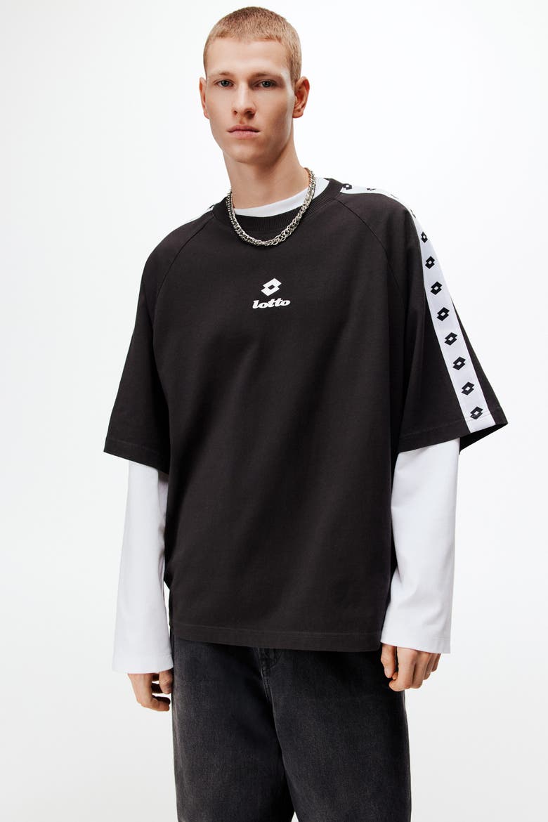 Oversized Fit Cotton T-shirt, Main, color, Black/Lotto