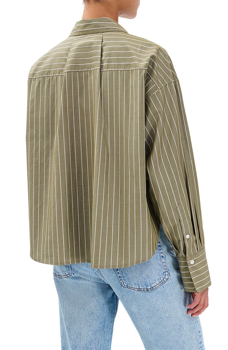 rag & bone Martha Stripe Cotton Poplin Button-Up Shirt, Alternate, color, Green Stripe