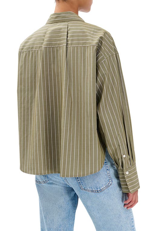 Rag & Bone Martha Stripe Cotton Poplin Button-up Shirt In Green
