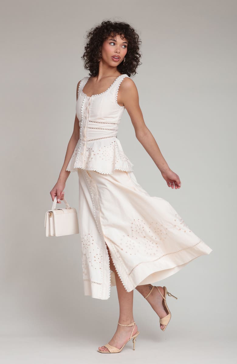 Avec Les Filles Cotton Eyelet A-Line Midi Skirt, Alternate, color, Cream