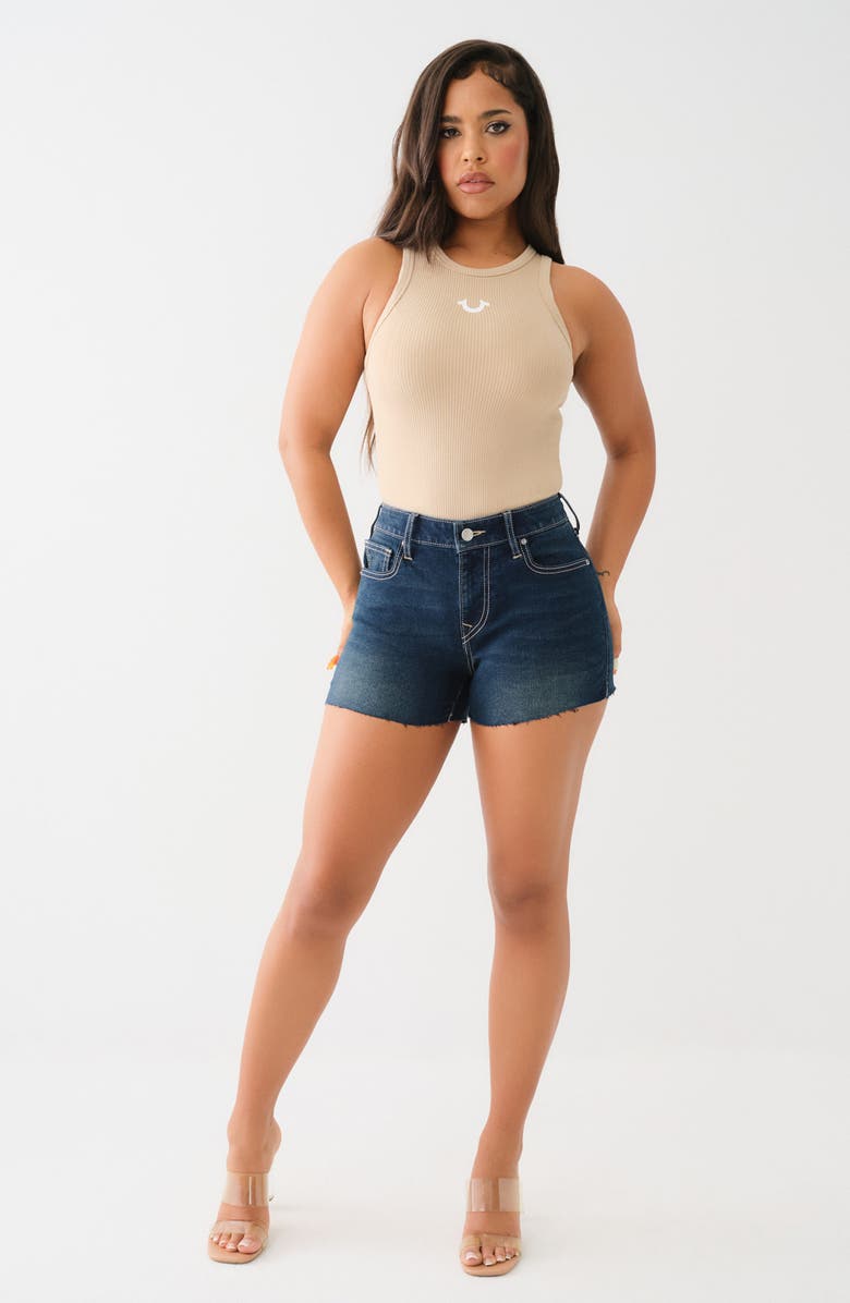 True Religion Jennie Raw Hem Shorts, Alternate, color, 