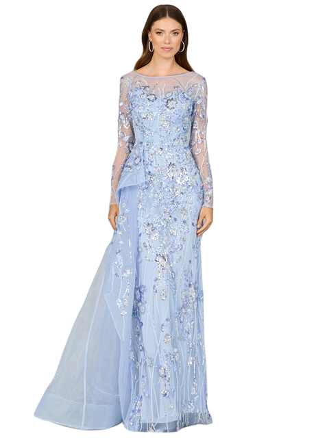 Asymmetrical Overlay Gown with Sleeves