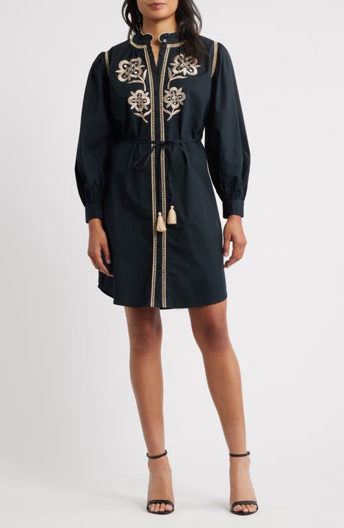 Julia Jordan Embroidered Shirtdress In Blue