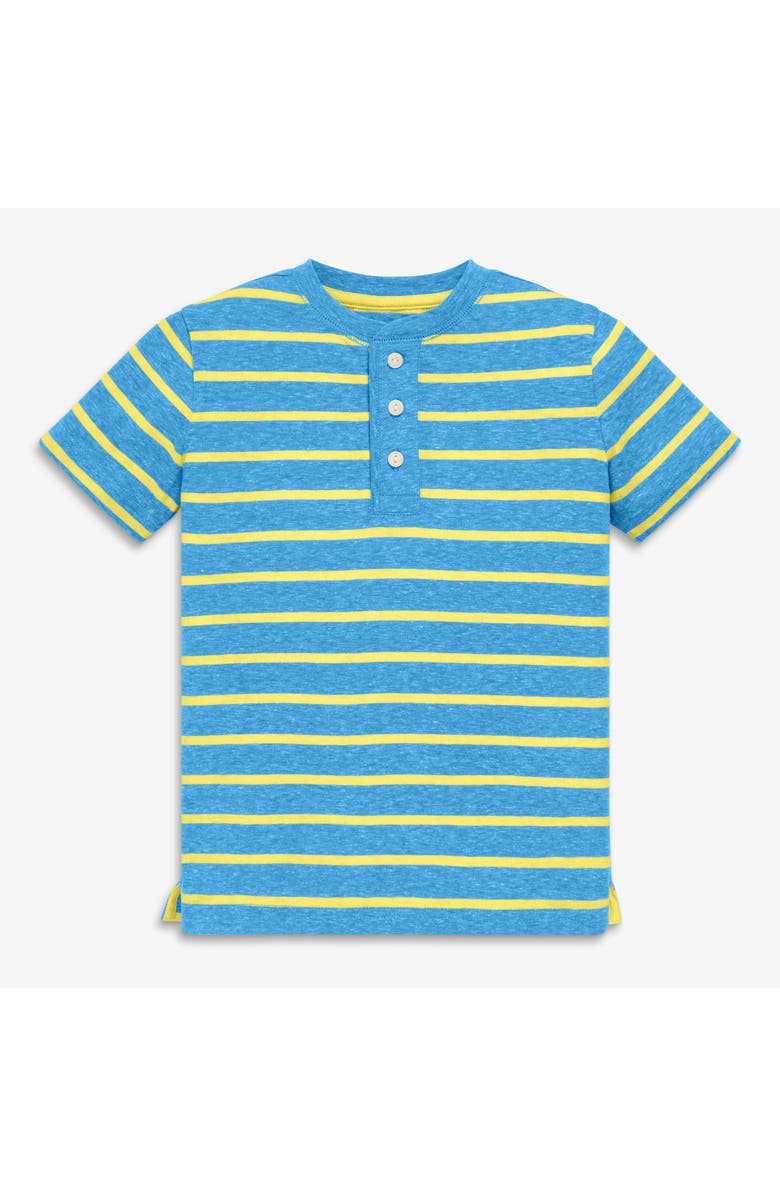 Primary Kids Heathered Henley Tee In Stripe, Alternate, color, Cornflower Banana Stripe
