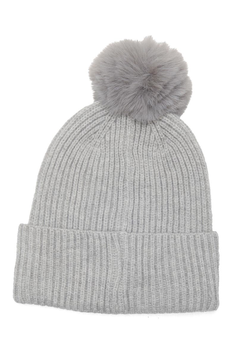 Mixed Metallic Pom Beanie, Alternate, color, LIGHT GREY