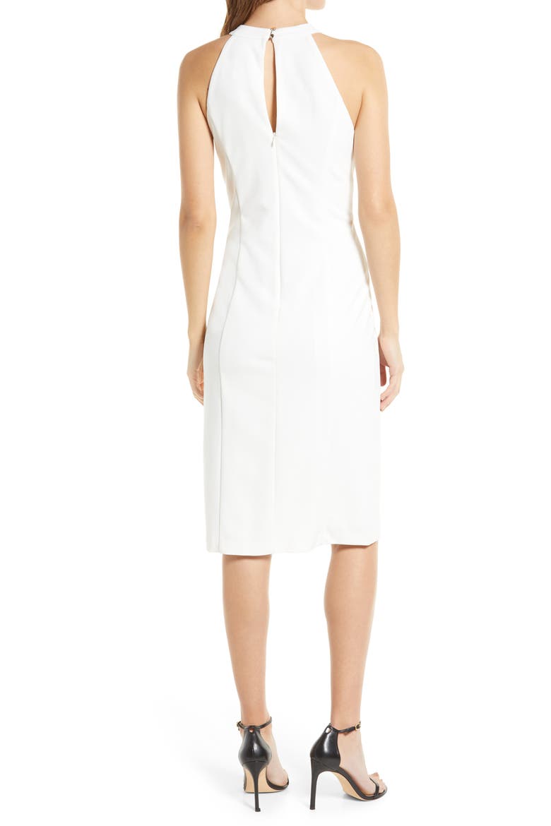 Twist Neck Sheath Dress, Alternate, color, IVORY
