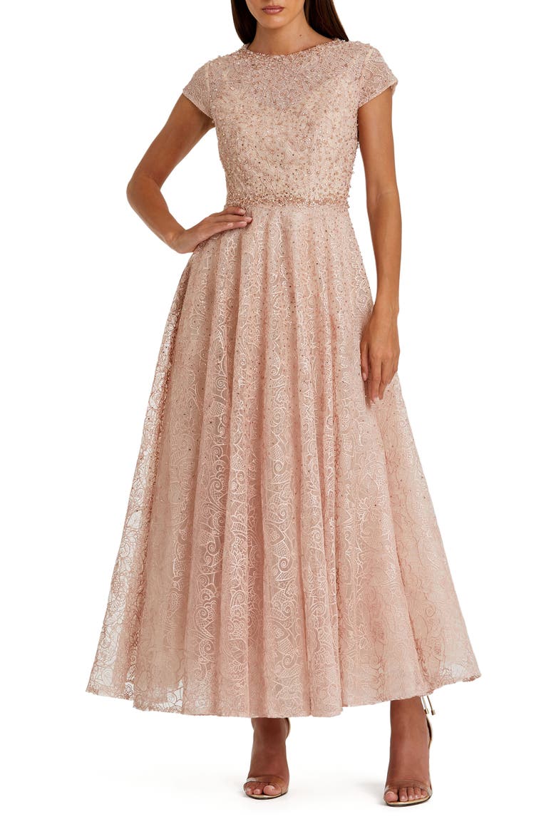 Embellished Cap Sleeve A-Line Dress, Main, color, Blush