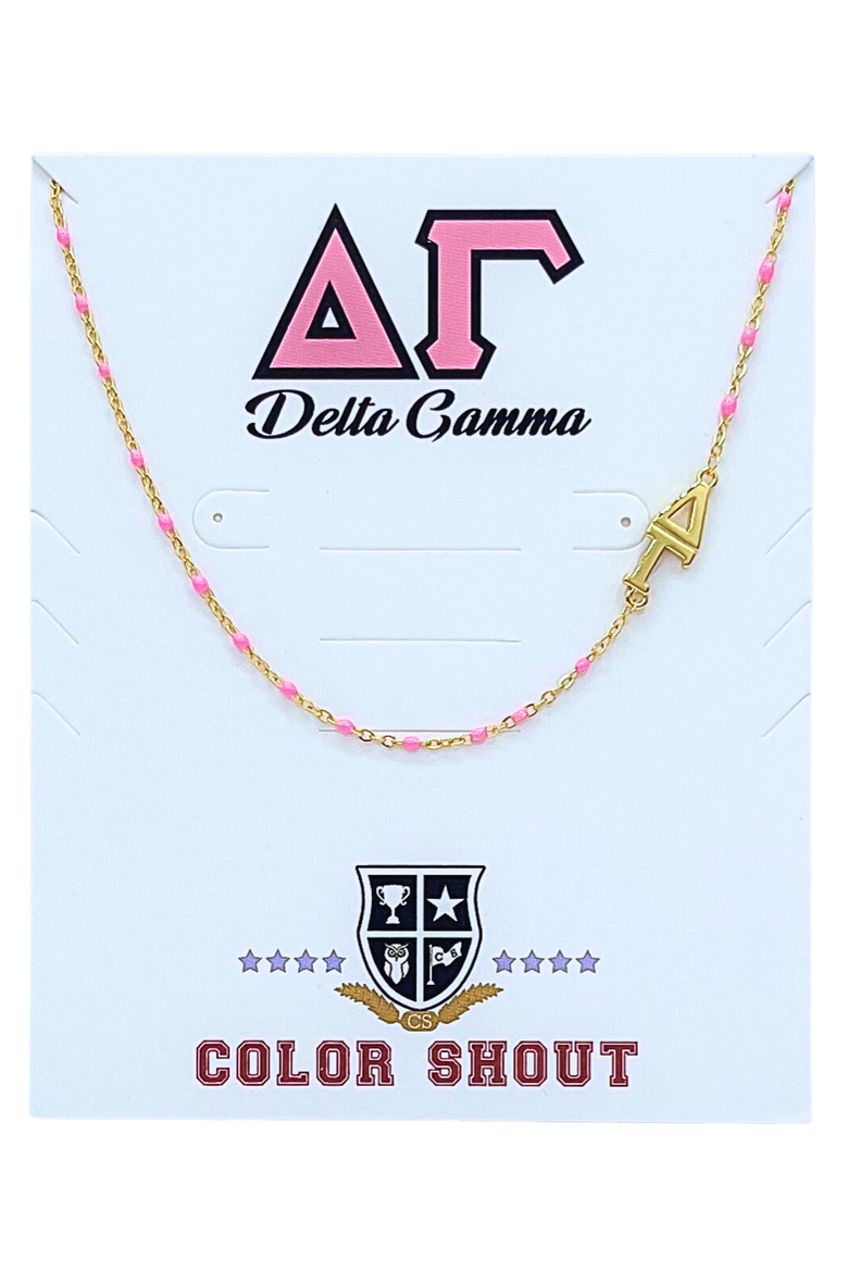 Delta Gamma Greek Letter Side Set Necklace, Main, color, Yellow Gold