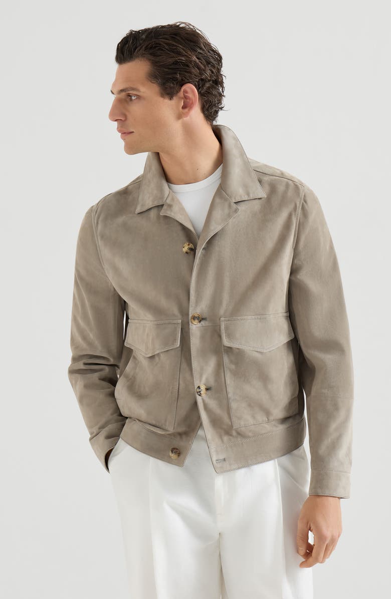 Brunello Cucinelli Suede jacket, Main, color, Khaki
