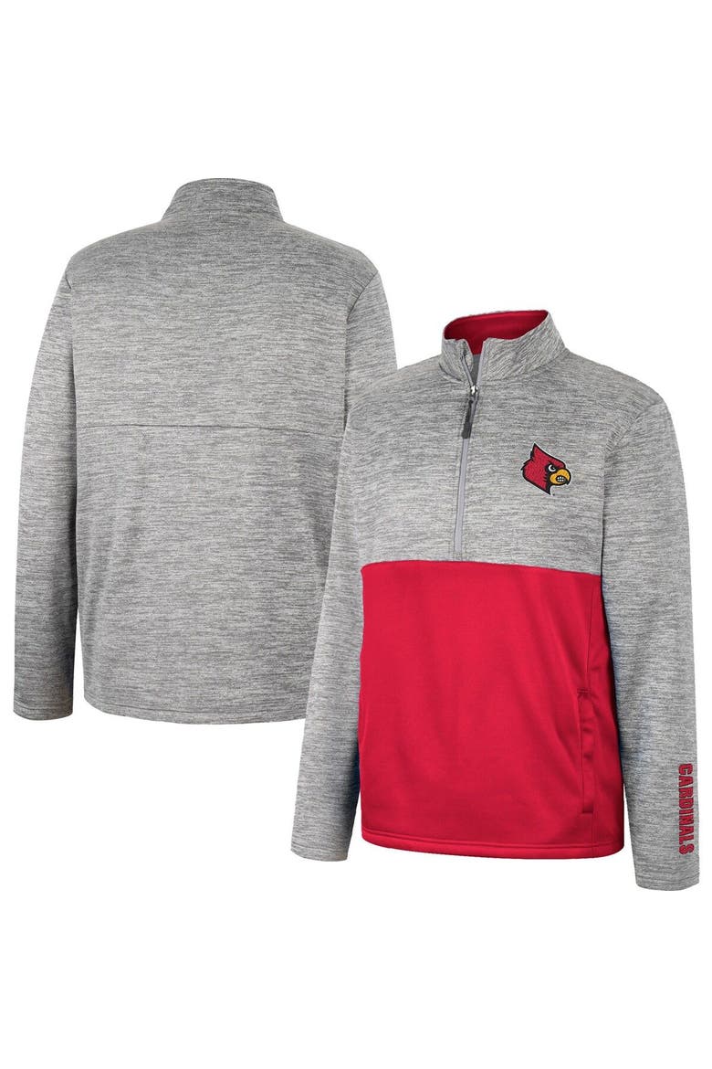 Men's Colosseum Gray Louisville Cardinals John Half-Zip Jacket, Main, color, Gray