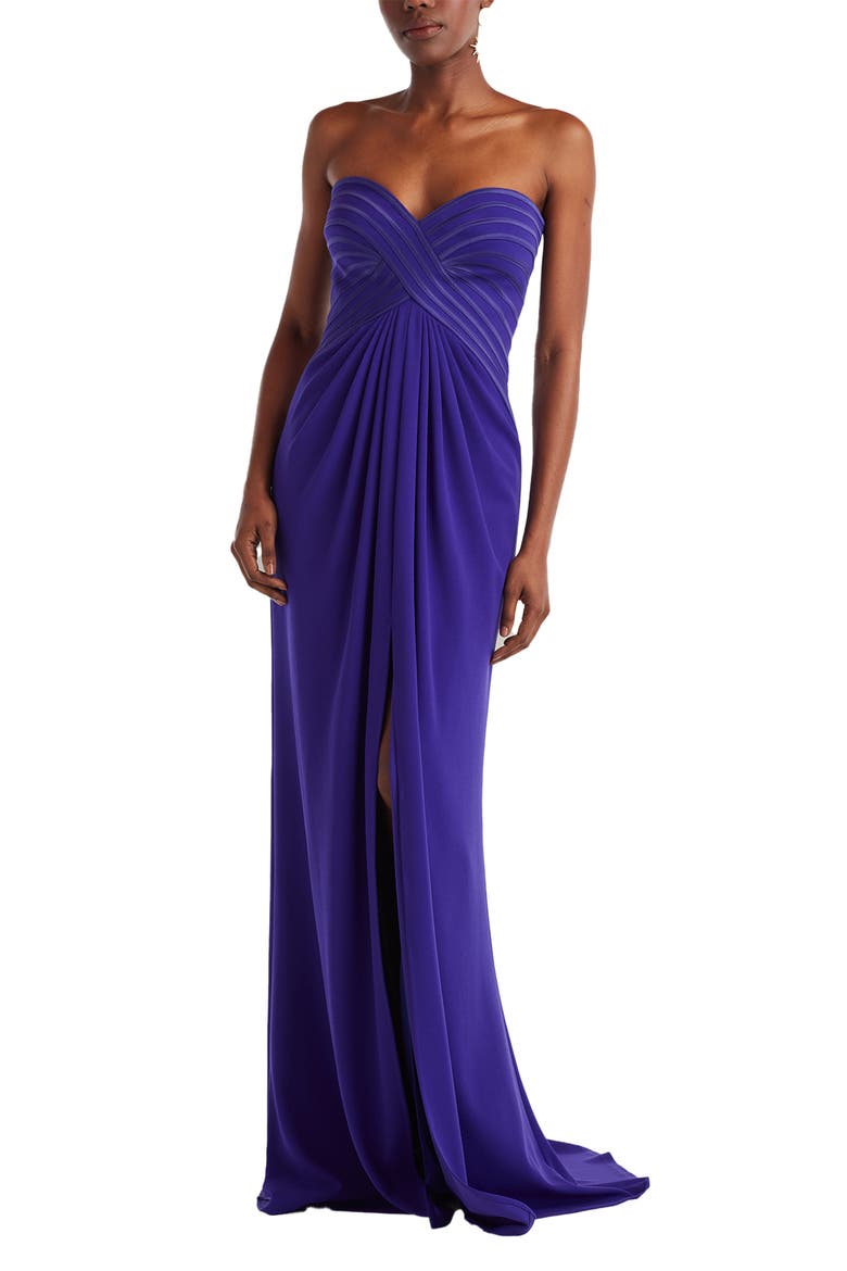 Strapless Crisscross Bodice Gown, Alternate, color, PURPLE IRIS
