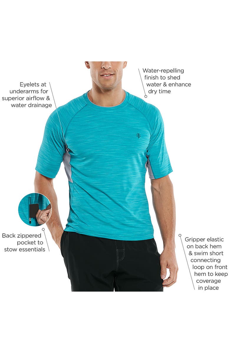Coolibar Men's Ultimate Short Sleeve Rash Guard, UPF 50+ Sun Protection, Alternate, color, White