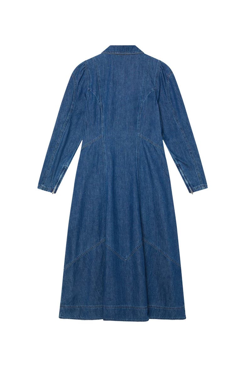 Denim Midi Classic Collar Shirt Dress, Alternate, color, Blue