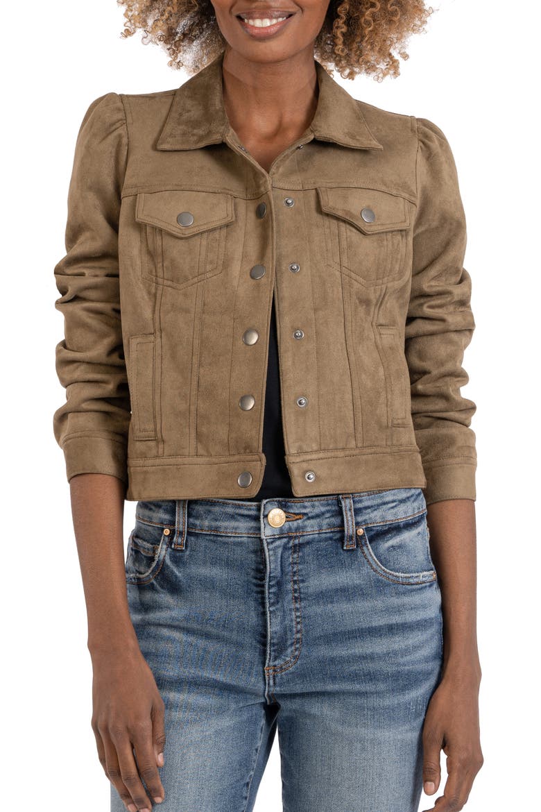 Chantria Puff Shoulder Faux Suede Jacket, Main, color, CANYON