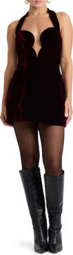 Bardot Layna Halter Velour Minidress