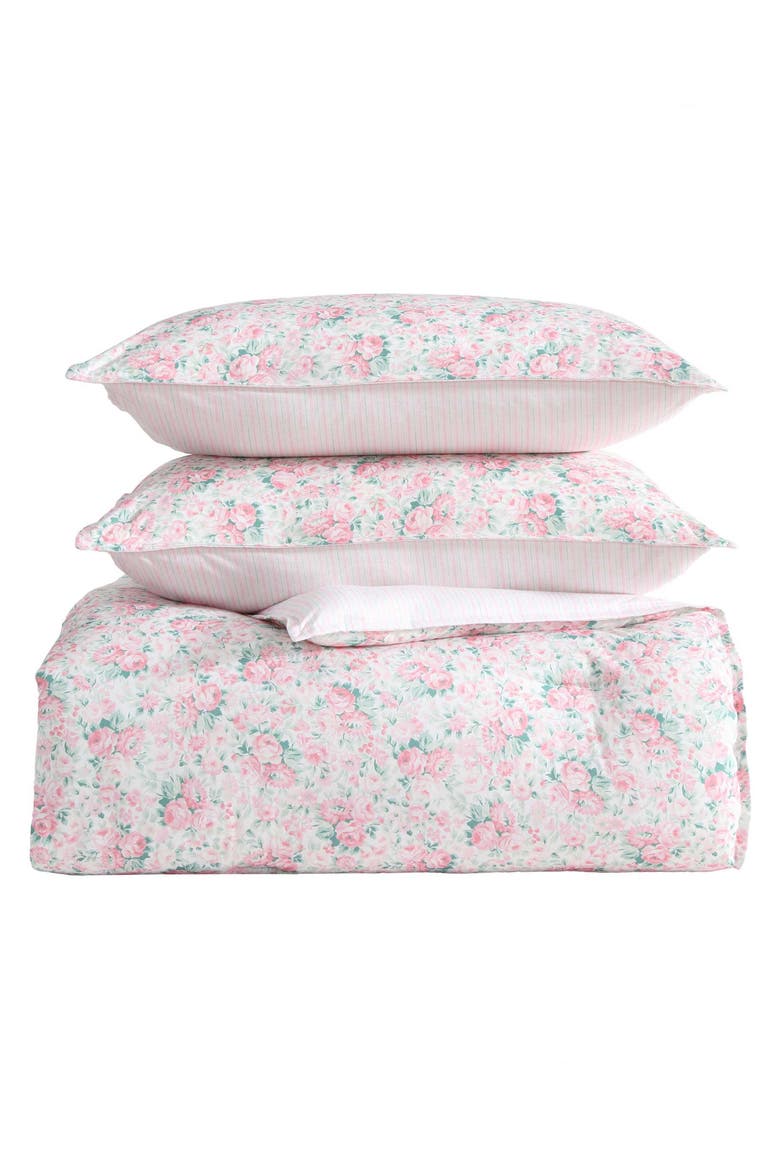 Ribbon Bouquet Comforter Set, Main, color, ROUGE PINK/ GREEN/ WHITE