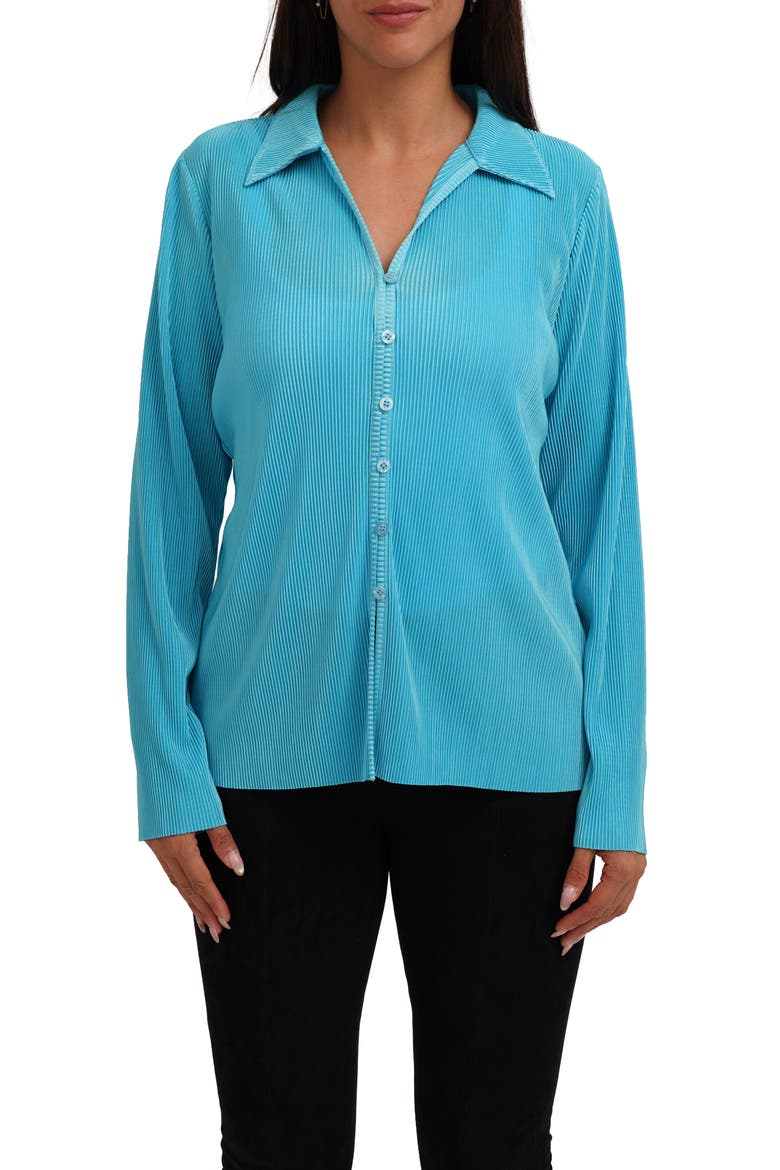 Rib Button-Up Shirt, Main, color, BLUE ATOLL