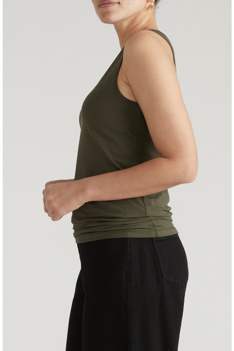 Double V Stretch Cotton Tank, Alternate, color, NORI GREEN