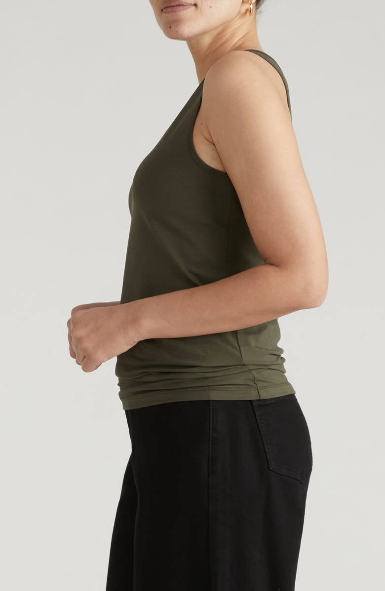 Universal Standard Double V Stretch Cotton Tank, Alternate, color, Nori Green