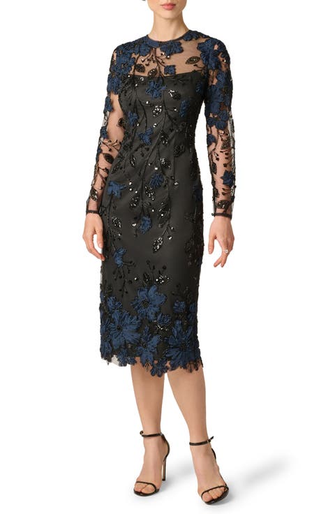 3D Embroidered Sequin Cocktail Dress