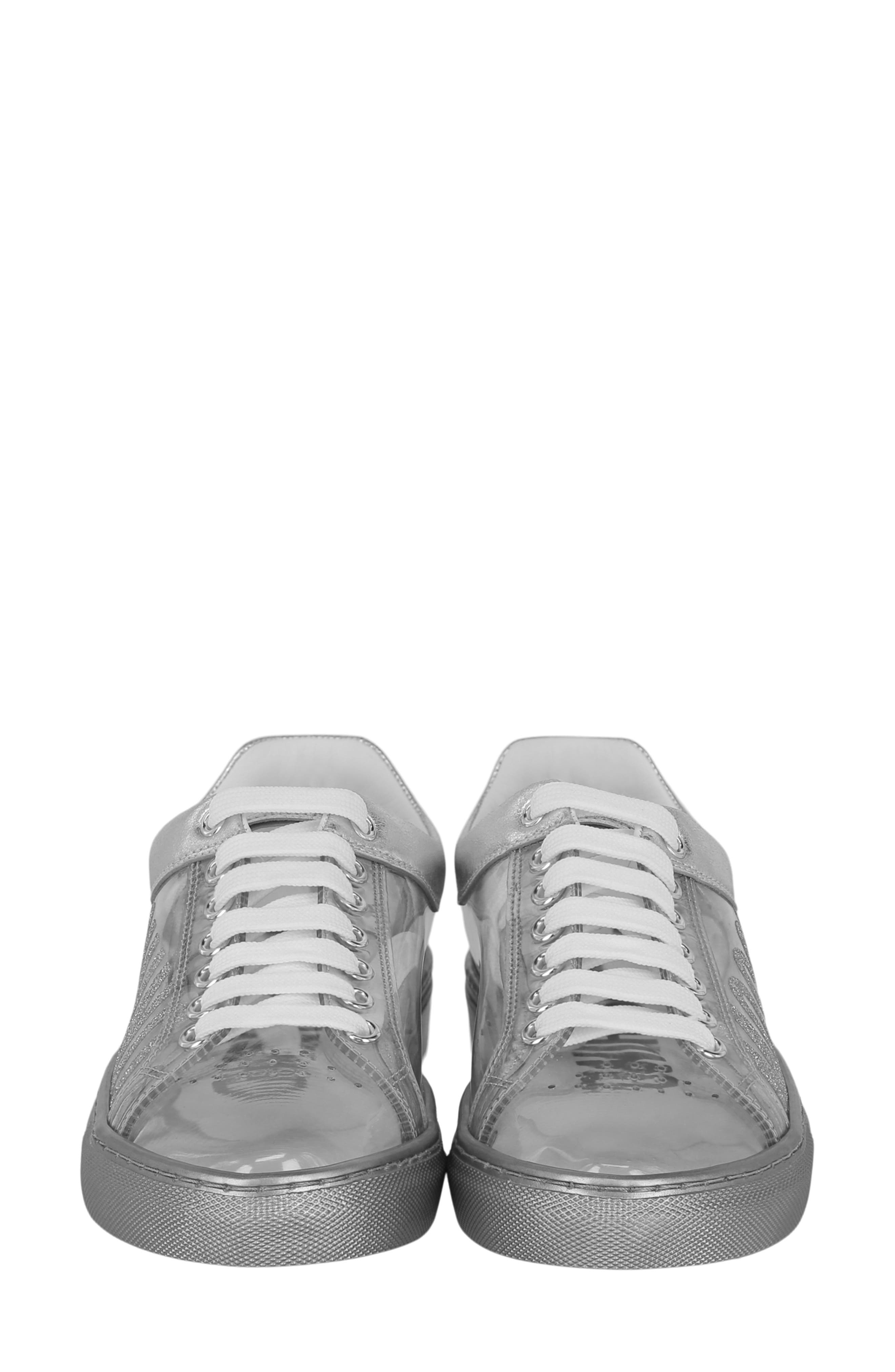 Moschino Metallic Low Top Sneaker, Alternate, color, Silver