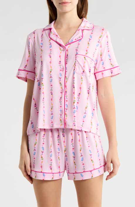 JACLYN Notch Collar Short Sleeve Top & Shorts Pajamas