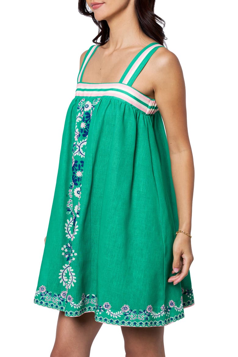 Daina Floral A-Line Babydoll Minidress, Alternate, color, GREEN MULTI