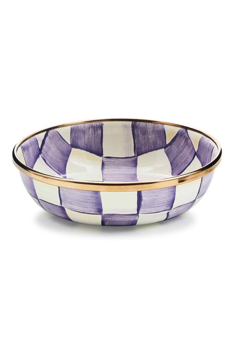 Violet Check Enameled Steel Relish Dish, Main, color, VIOLET