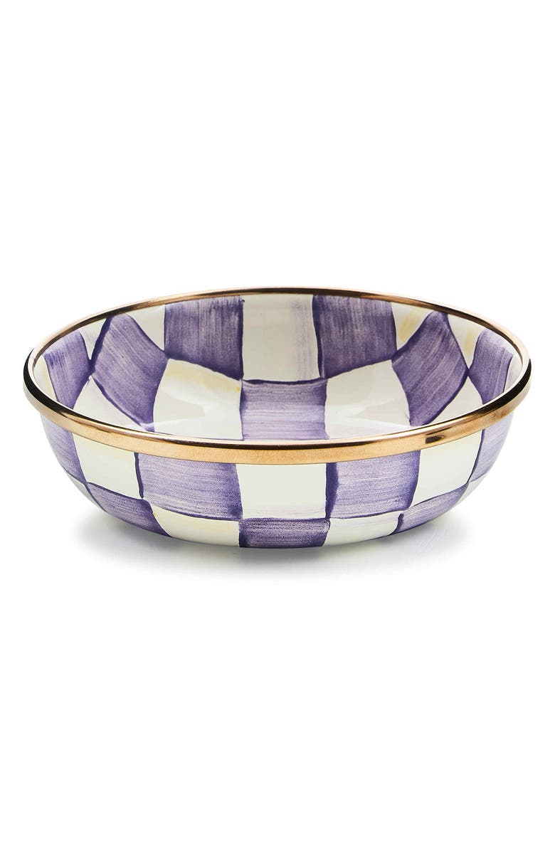 MACKENZIE CHILDS Violet Check Enameled Steel Relish Dish, Main, color, Violet