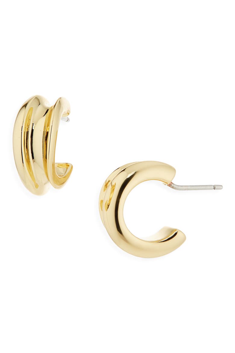 Lennon Mini Hoop Earrings, Main, color, HIGH POLISH GOLD