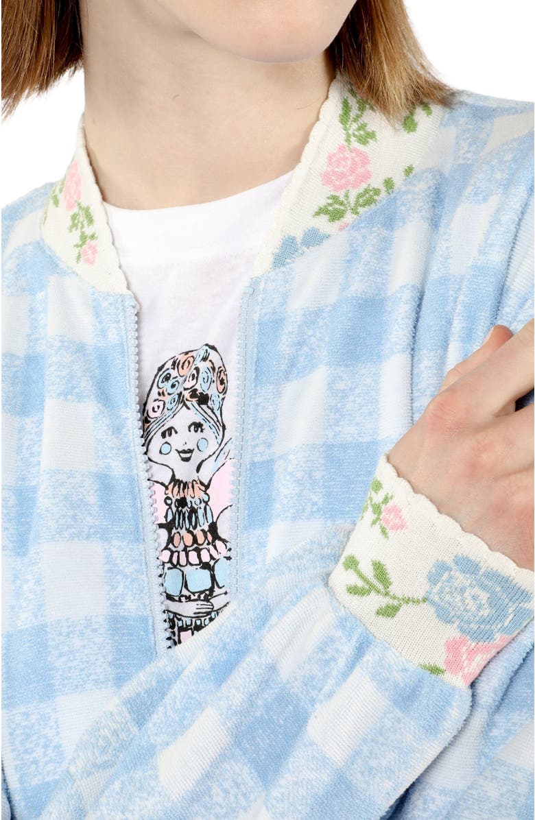 Anna Sui Gingham Terry Jacket, Alternate, color, Baby Blue