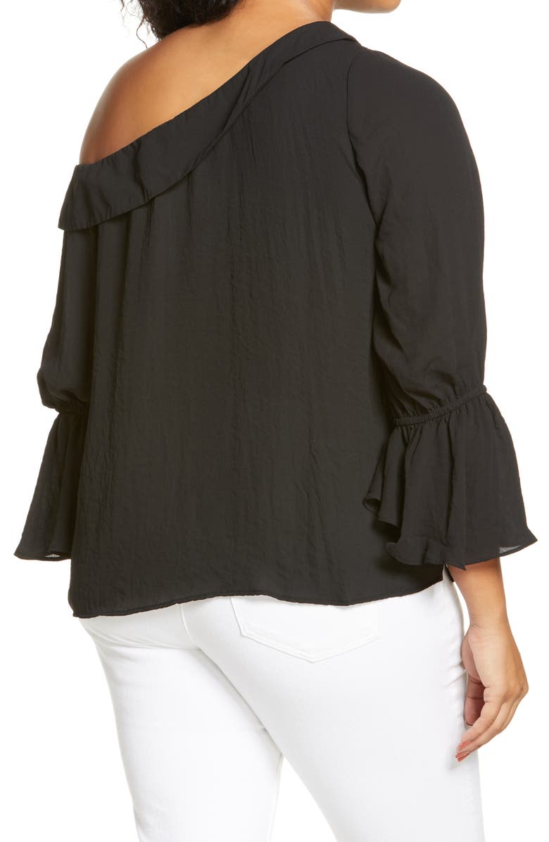 Vince Camuto Bell Sleeve One-Shoulder Blouse, Alternate, color,
