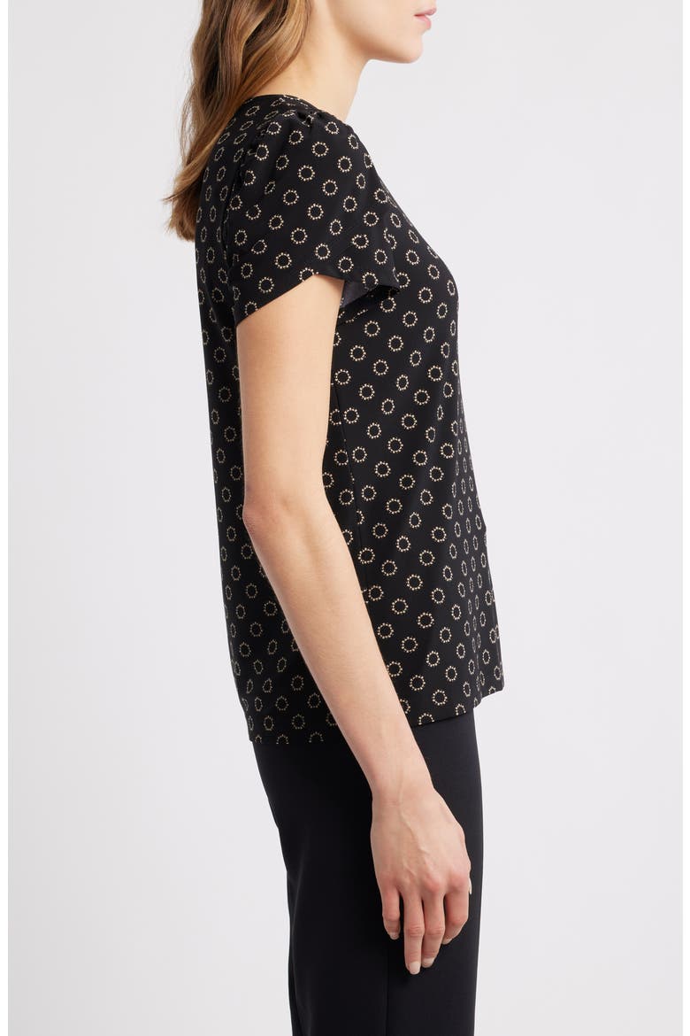 Circle Print Tulip Sleeve Top, Alternate, color, ANNE BLACK/ LATTE