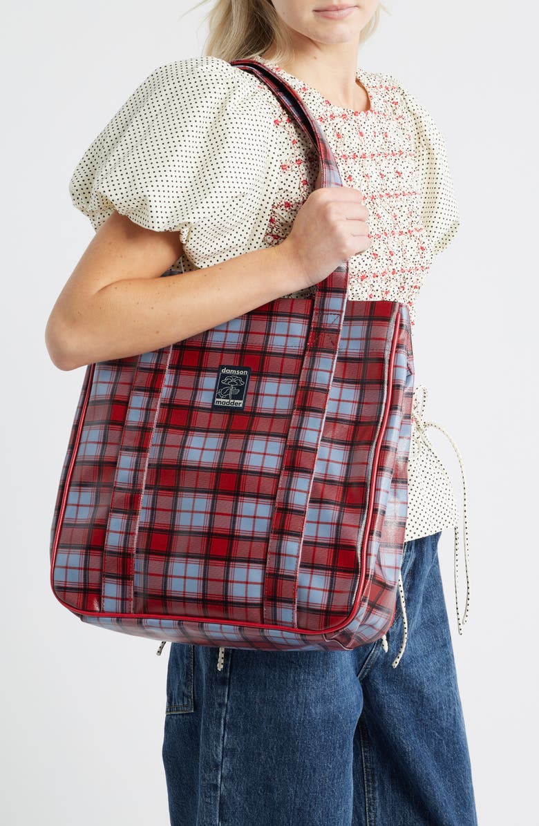 Damson Madder Blue Fog Check Tote, Alternate, color, Red/ Blue Multi