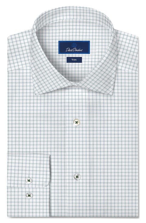 Trim Fit Check Cotton & Cashmere Dress Shirt