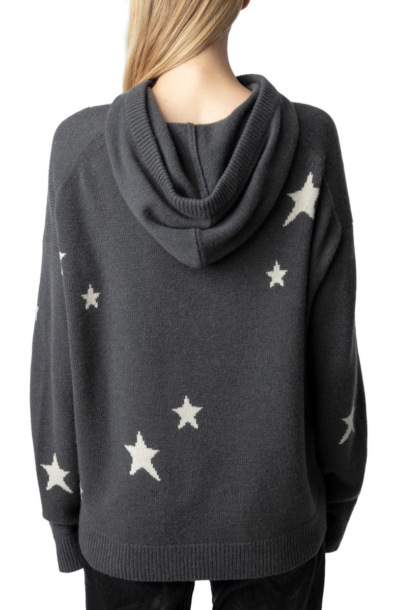 Zadig & Voltaire Marky Intarsia Star Cashmere Hoodie, Alternate, color, 