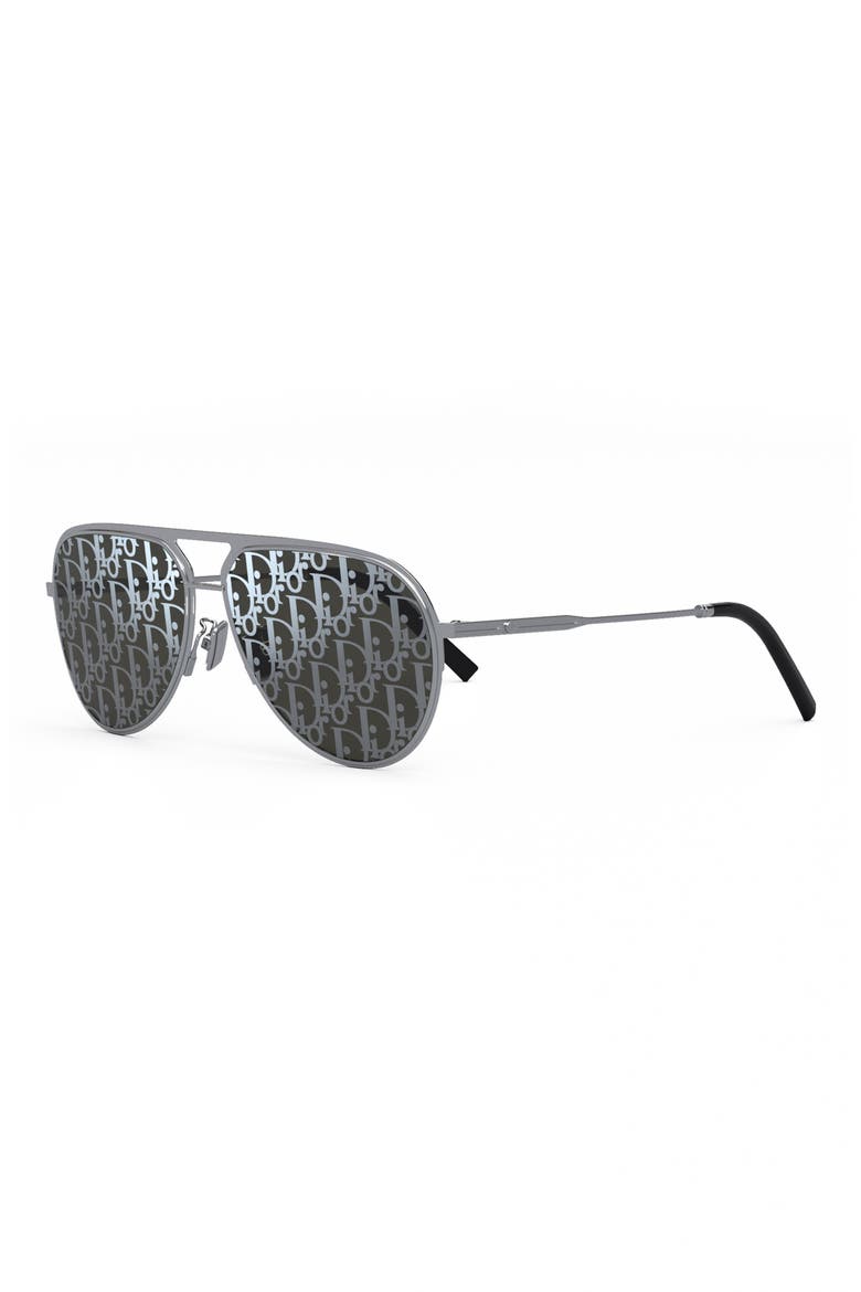 Logo Lens 60mm Mirrored Aviator Sunglasses, Alternate, color, SHINY PALLADIUM / SMOKE MIRROR
