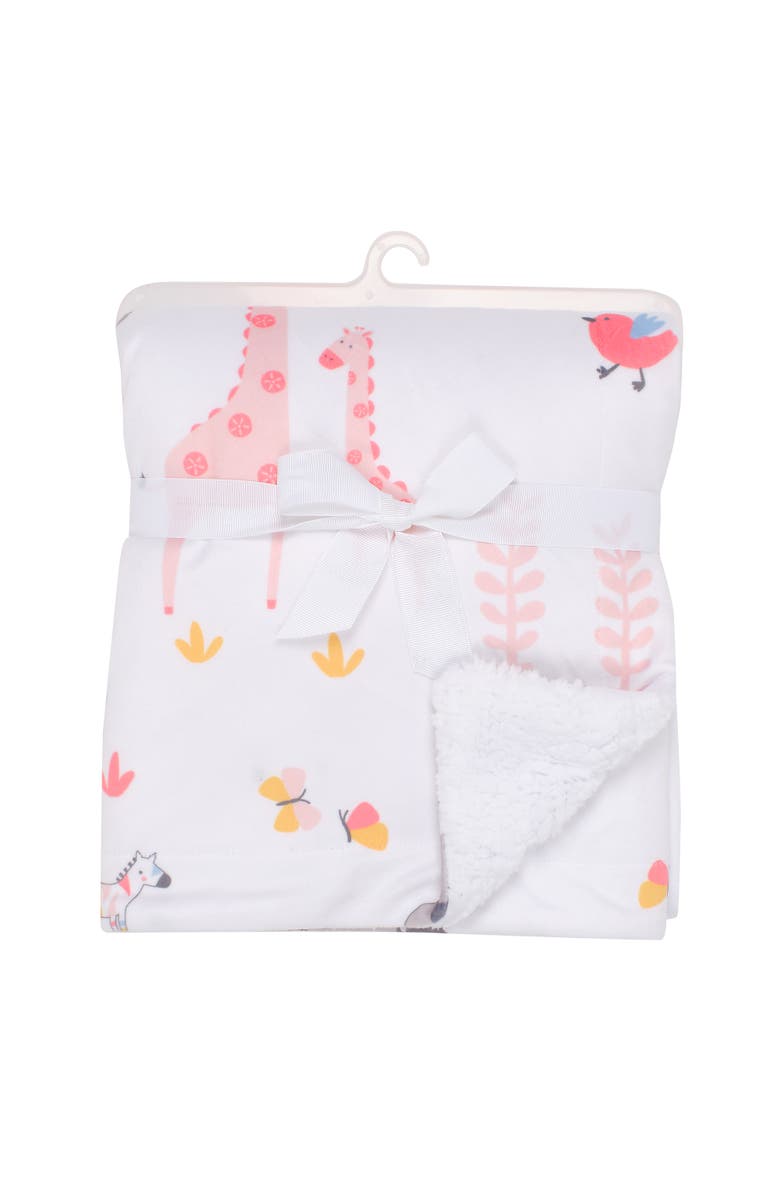 Lambs & Ivy Jazzy Jungle Fleece Safari Animals Soft Baby Blanket, Alternate, color, White