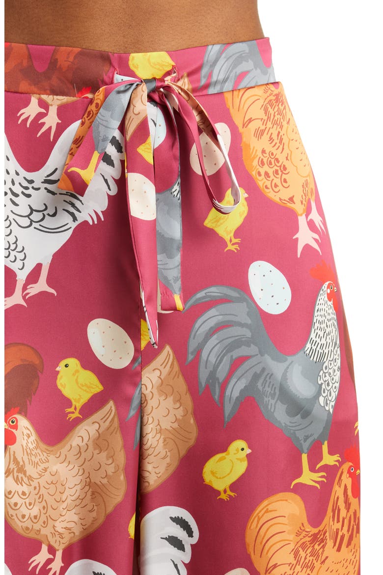 Chickens Satin Pajamas, Alternate, color, MAROON