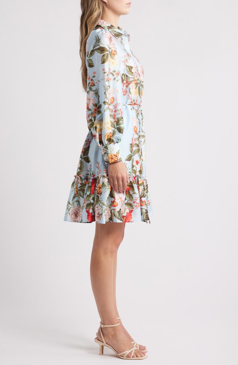 Julia Jordan Floral Long Sleeve Satin Shirtdress, Alternate, color,