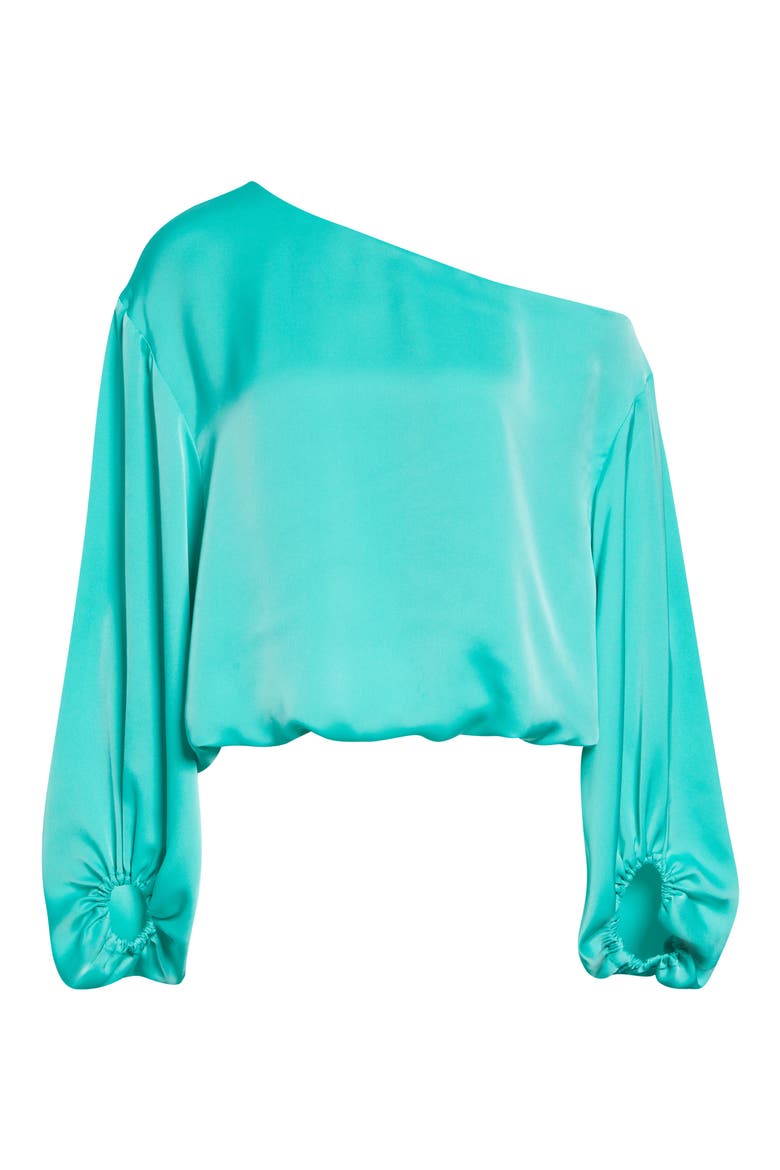 Marley One Shoulder Long Sleeve Shirt, Alternate, color, JADE