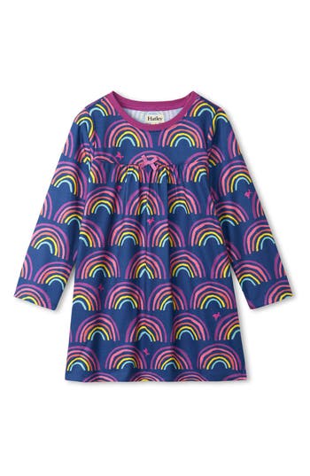 Shop Hatley Kids' Rainbow Dreams Long Sleeve Nightgown In Blue Quartz