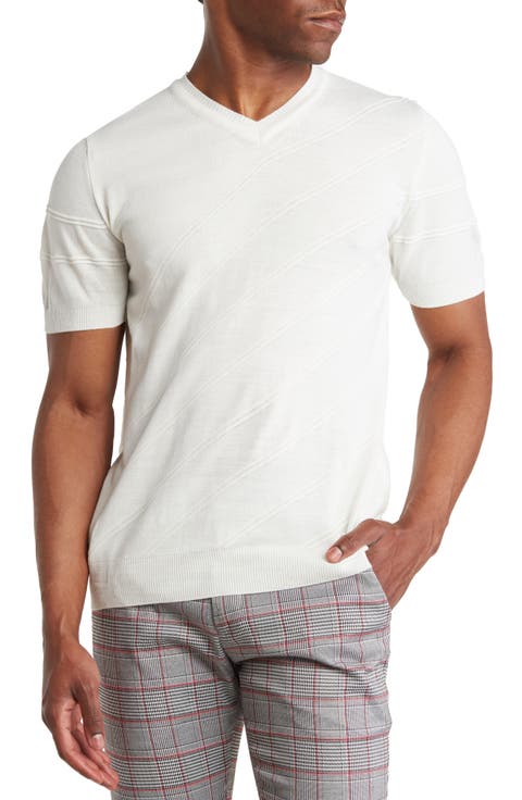 Short Sleeve Textured V-Neck T-Shirt