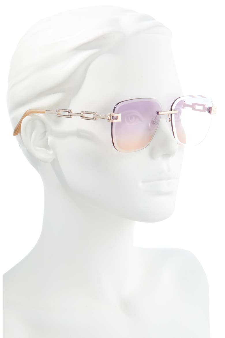 x Saweetie No Cap 52mm Square Sunglasses, Alternate, color, GOLD / PURPLE TO ORANGE