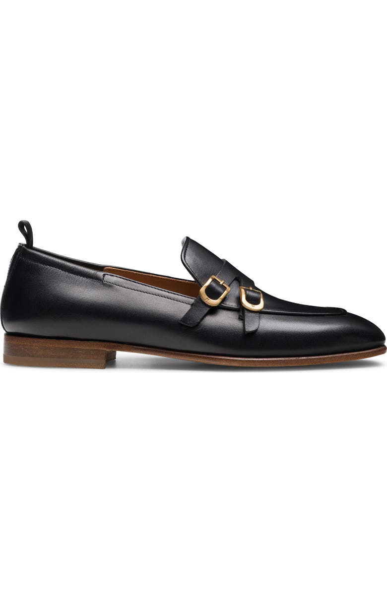 Magnanni Bella Double Buckle Loafer, Alternate, color, Black