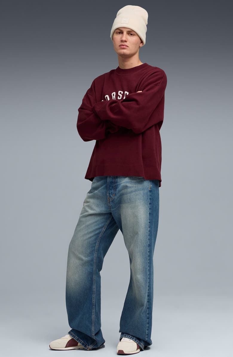 PUMA Porsche League Cotton Blend Crewneck Sweater, Alternate, color, Ruby Shimmer