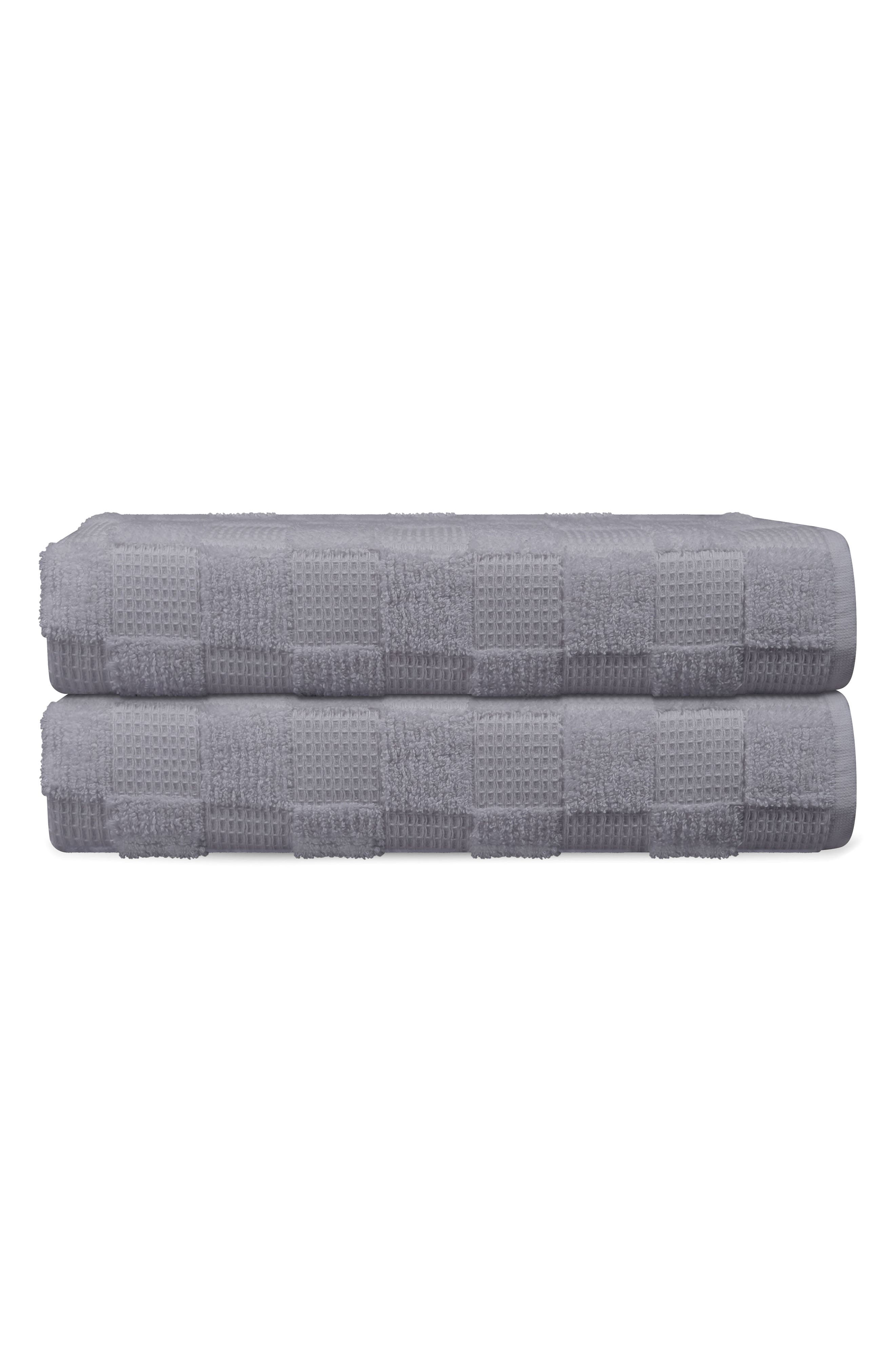 DePera Waffle Terry 2-Piece Turkish Cotton Bath Mat Set